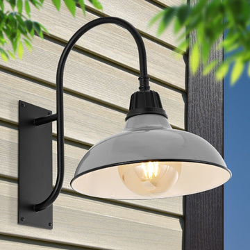 Stanley 12.25" Farmhouse Industrial Indoor/Outdoor Iron LED Gooseneck Arm Outdoor Sconce